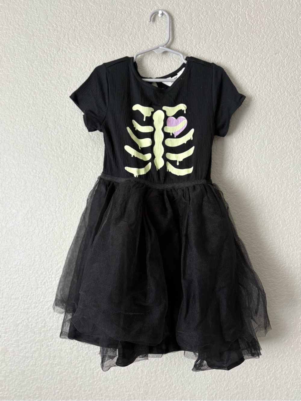 H&M Black Dress with Glow Skeleton and Purple Heart